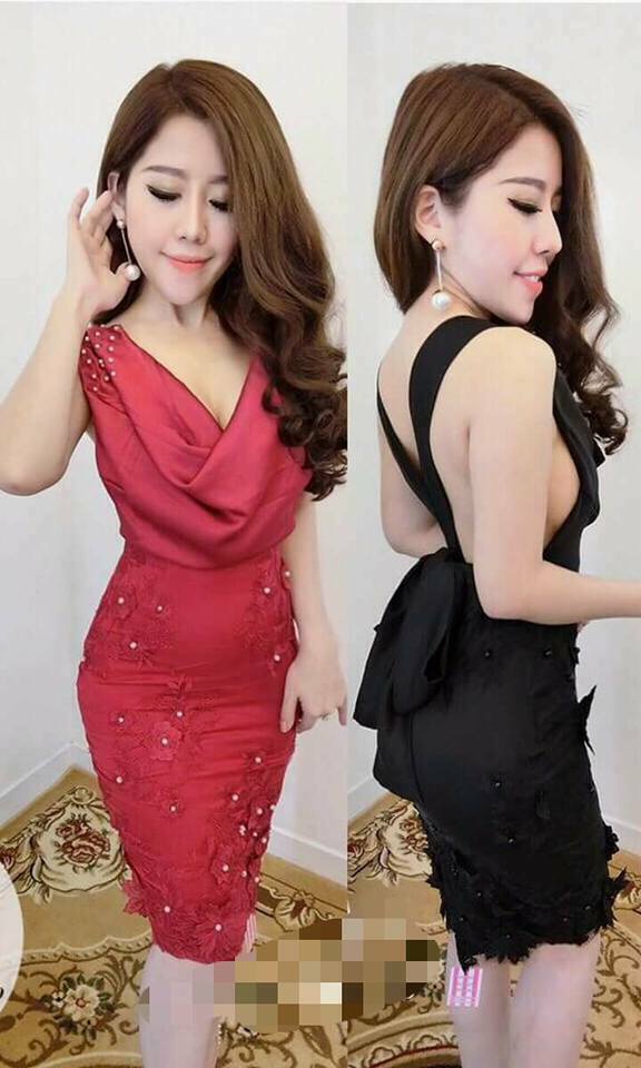 Đầm body cổ đổ tay phối lưới thanh lịch  Shopee Việt Nam