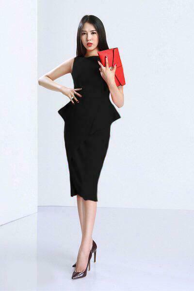 Đầm body công sở sát nách peplum quý phái, sang trọng