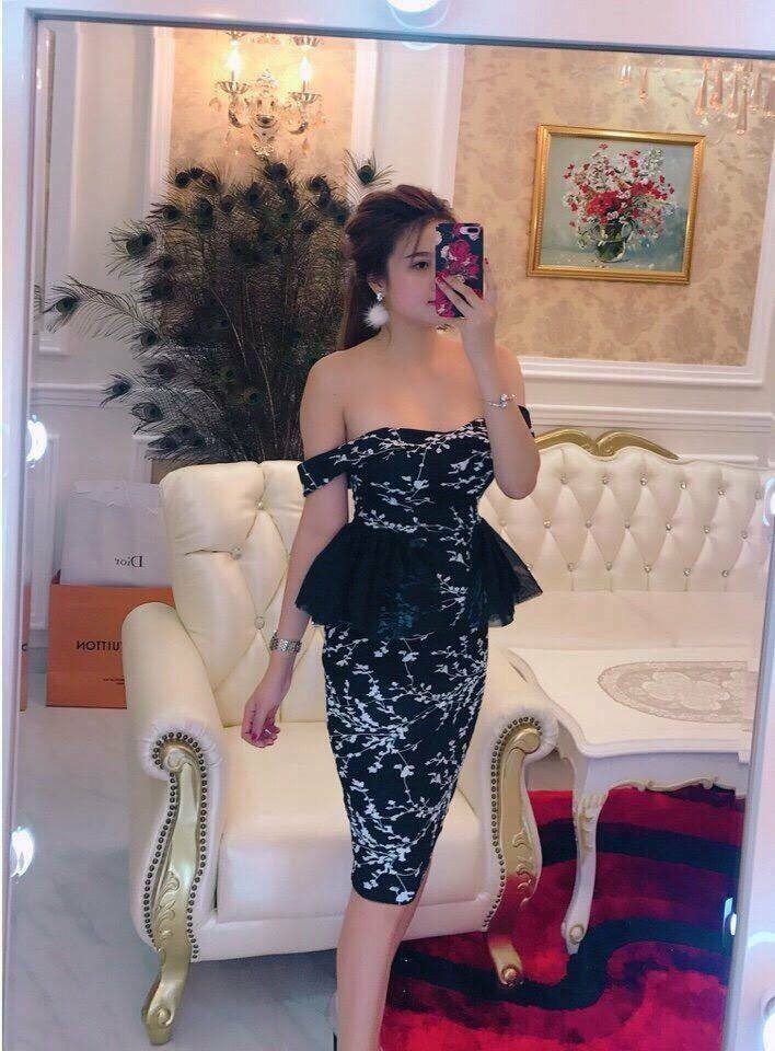 Đầm body cúp eo peplum màu đỏ snag chảnh