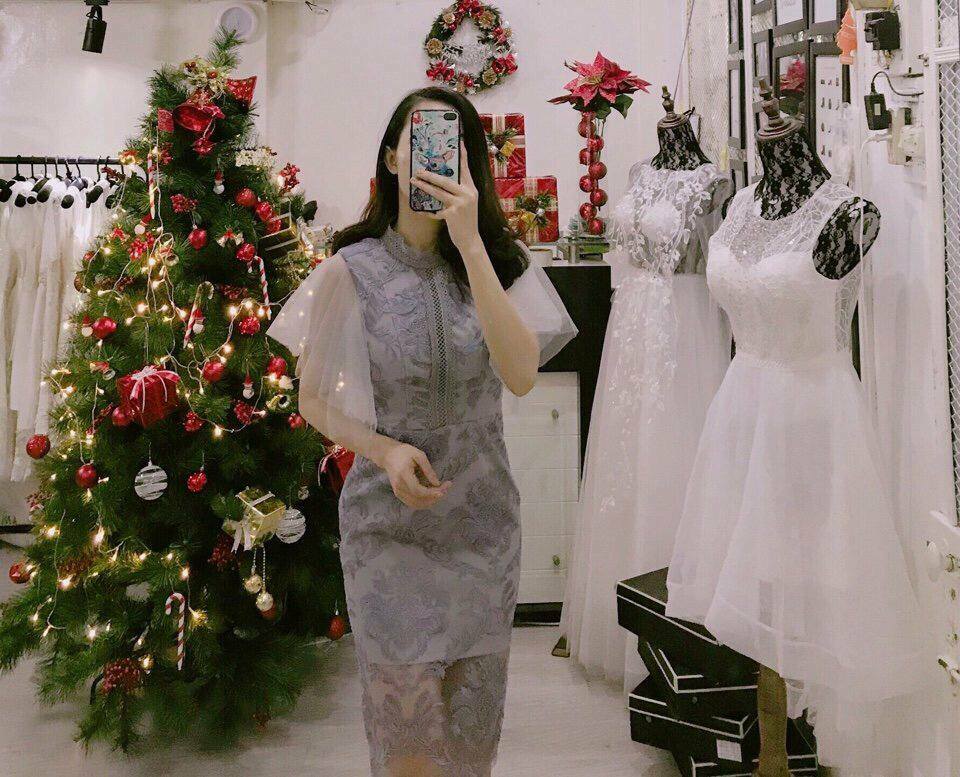 Đầm body tay cánh tiên phối lưới cao cấp