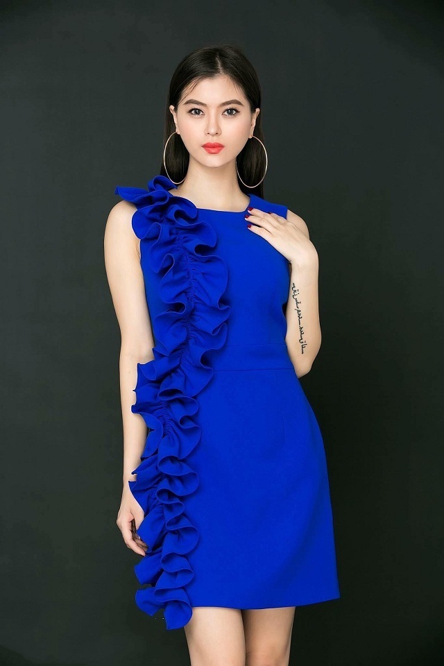 Đầm chữ a nhún bèo sang trọng - đầm ôm body đi tiệc
