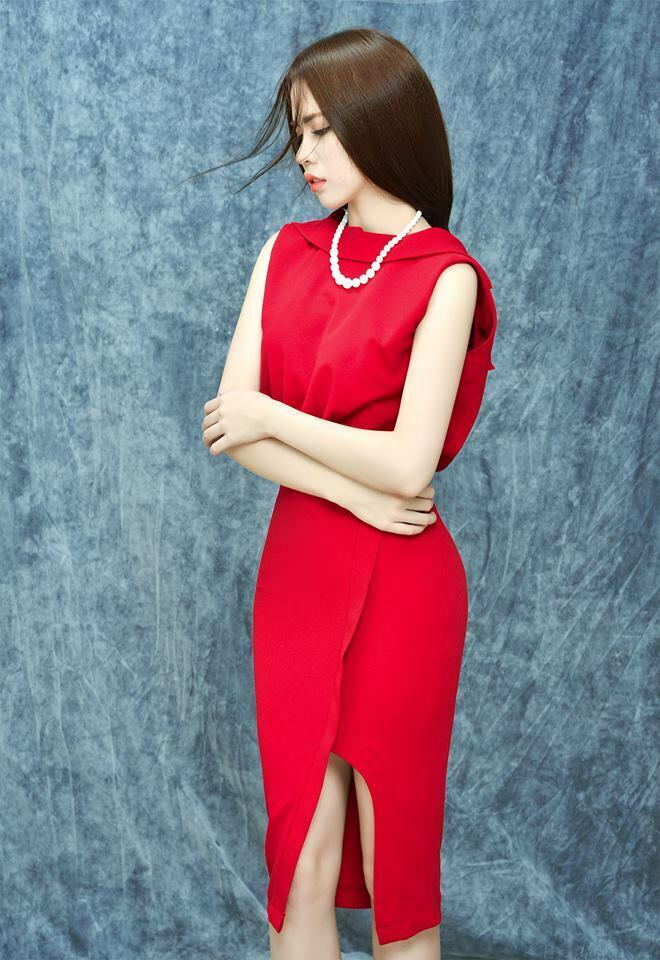 Váy đỏ đuôi cá đính hoa – V818 – Topvay Fashion