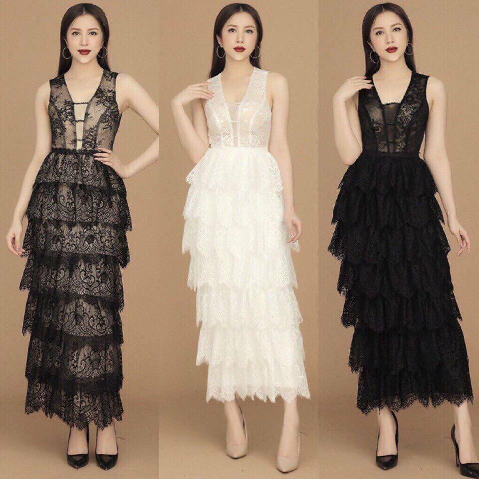 Đầm maxi 7 tầng ren mềm cao cấp