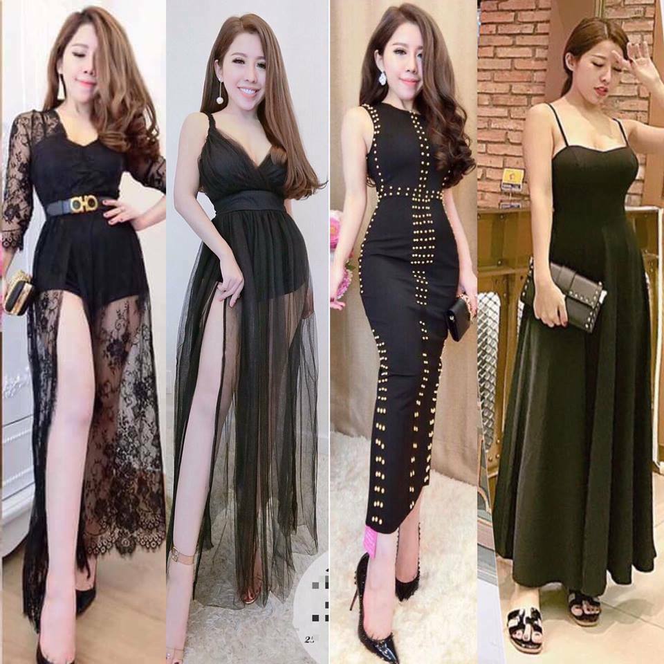 Đầm maxi phối lưới ren cao cấp 