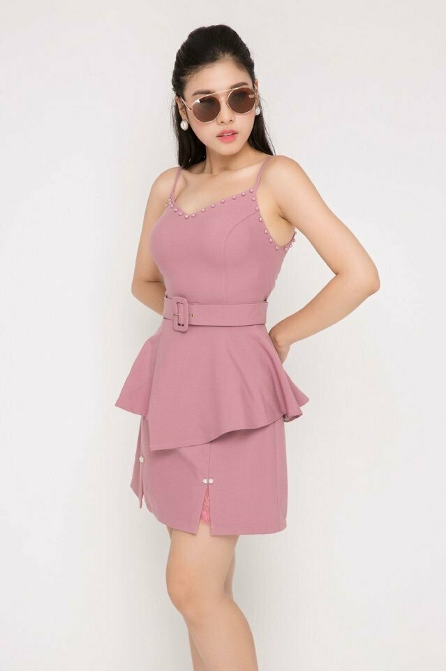 Đầm peplum 2 dây kết bẹc thiết kế cao cấp