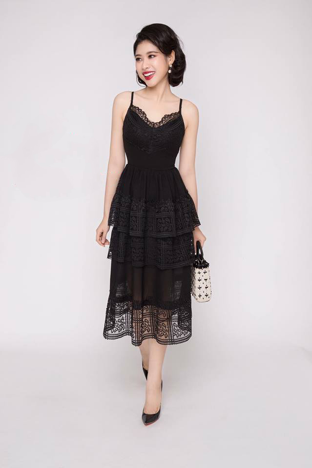 Đầm Voan Maxi 2 Dây Phối Ren