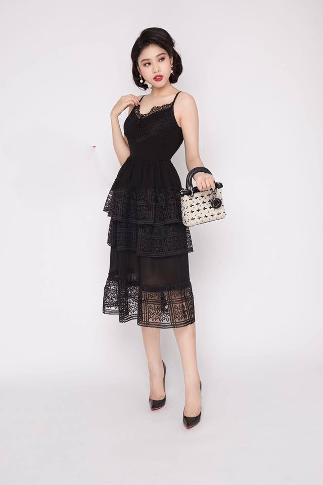 Đầm Voan Maxi 2 Dây Phối Ren