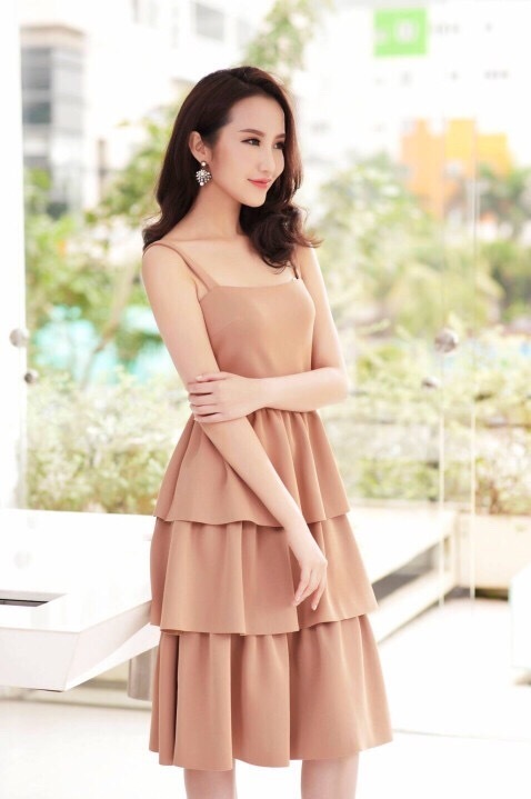 Đầm xòe 2 dây 3 tầng dễ thương và thời trang - Đầm xòe