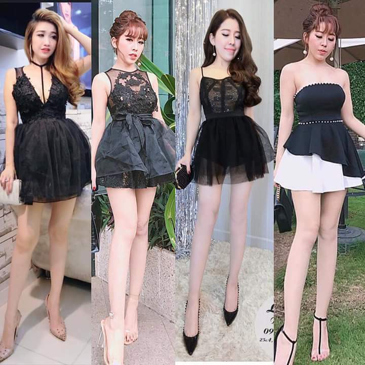 Đấm xòe 2 dây phối ren lưới cao cấp - Đầm xòe