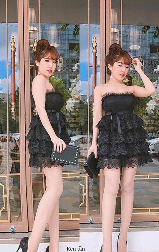 Đầm xòe ren 5 tấng phối lưới cao cấp - Đầm xòe