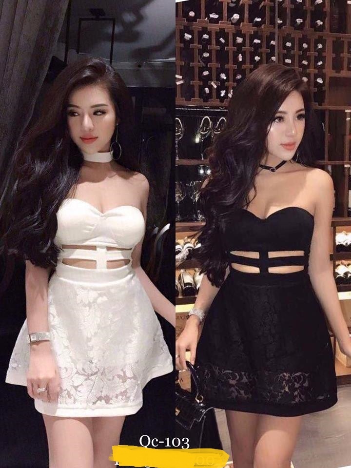 Đầm xòe ren lưới cúp ngực hỏ eo  cao cấp