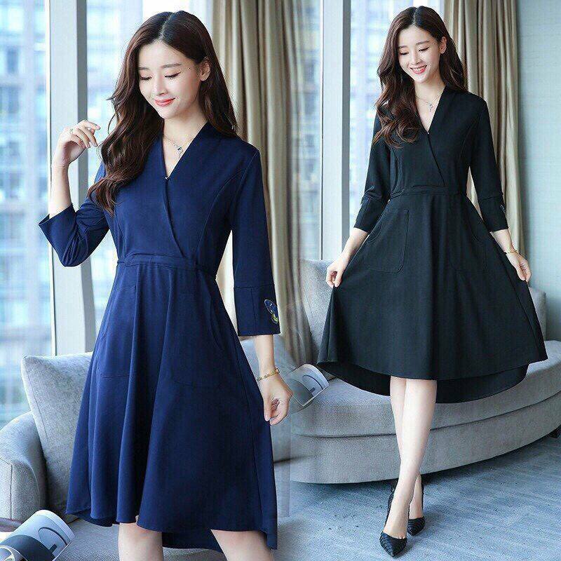 Đầm xòe thêu bướn tay dài sang trọng - Đầm xòe
