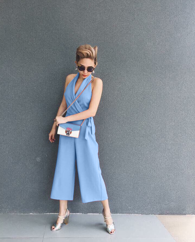 JumpSuit Liền Quần Cổ Vest Giống Tóc Tiên