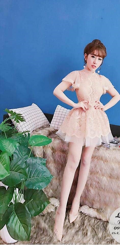 SÉT đầm + quần xòe ren phối lưới cao cấp